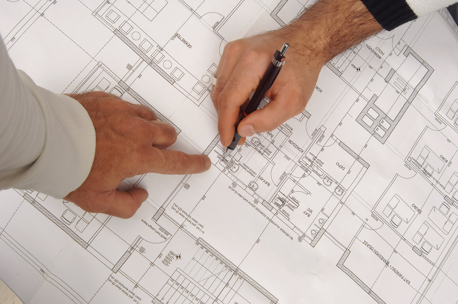 stock image of architects technical drawing