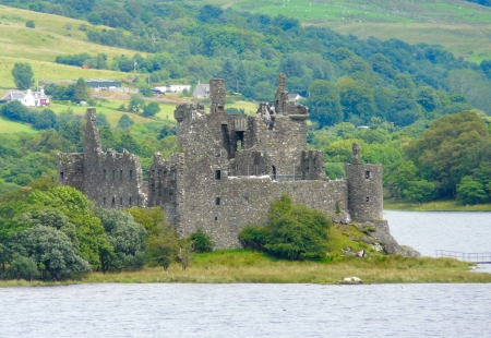 A view from castle Kilchurn as seen from across the loch