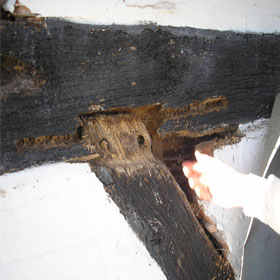 Damaged Wooden Pillar