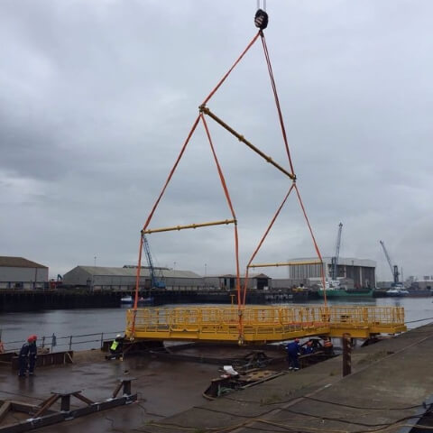 Crane lifting walkway