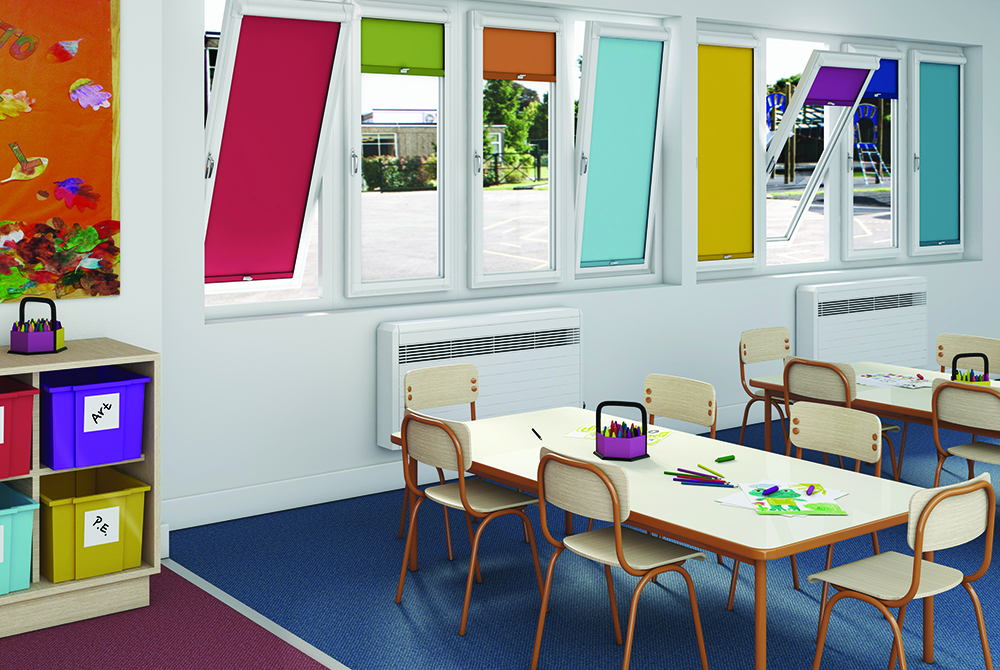 Blinds in a classroom