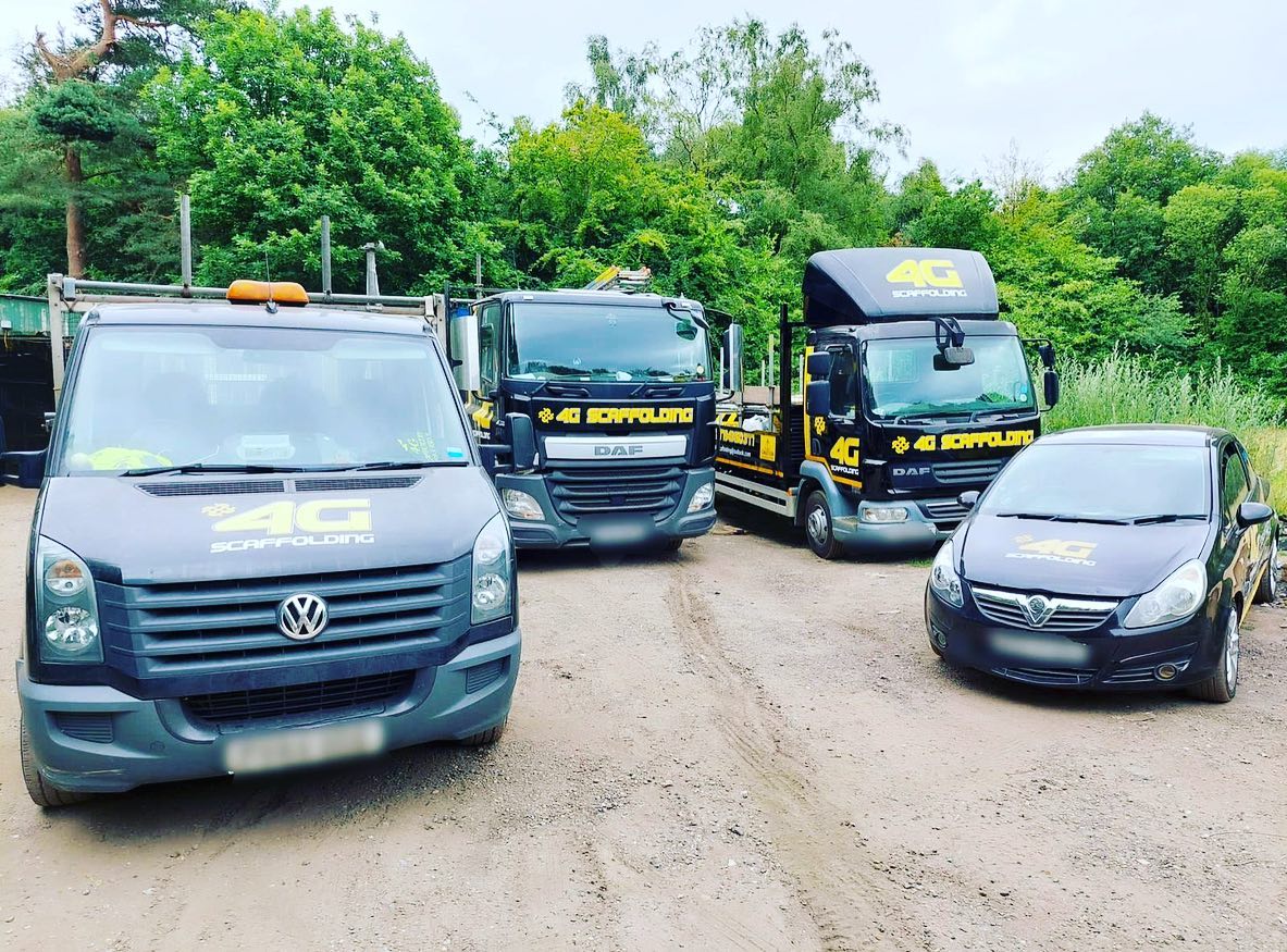 our fleet of 4g scaffolding vehicles