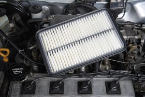 Clean air filter sat on the engine bay
