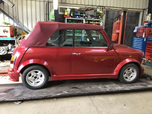 completed repair of classic red mini