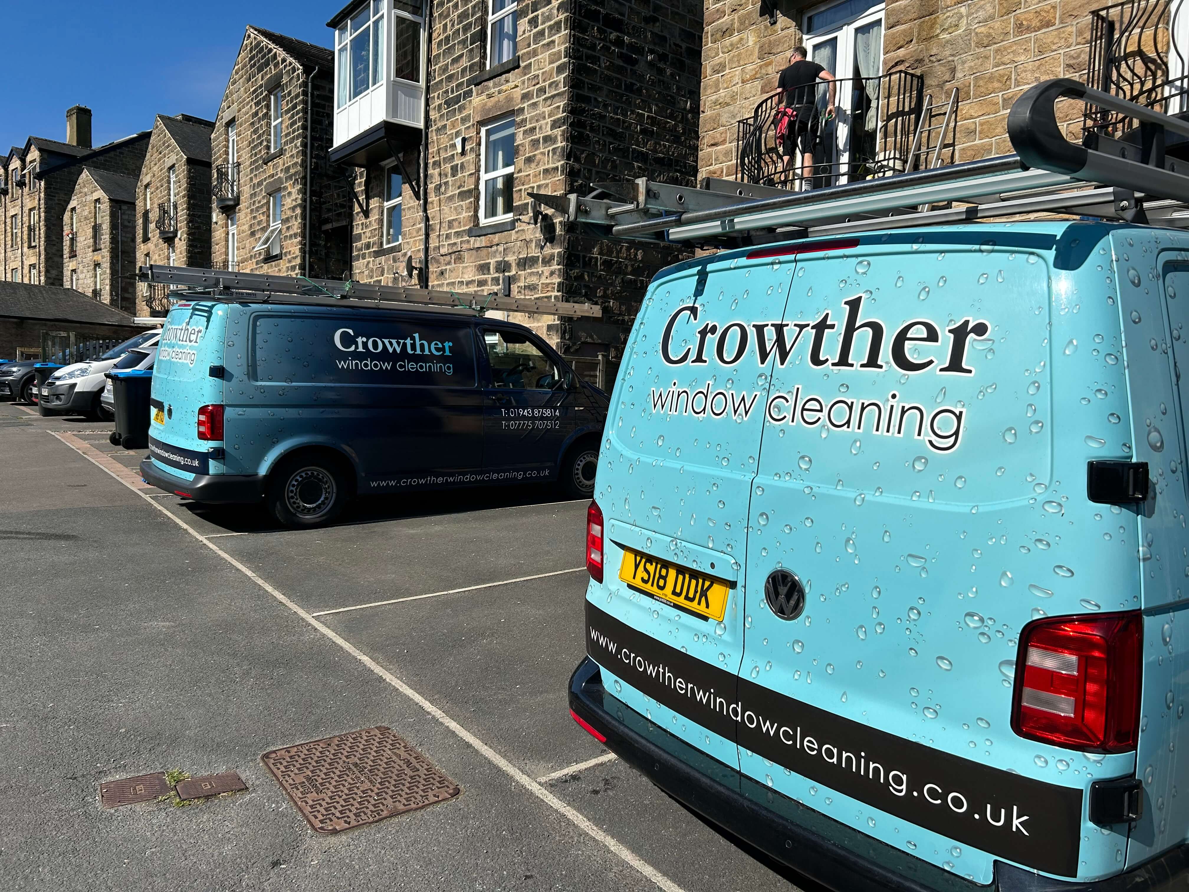 Crowther Window Cleaning Vans parked 