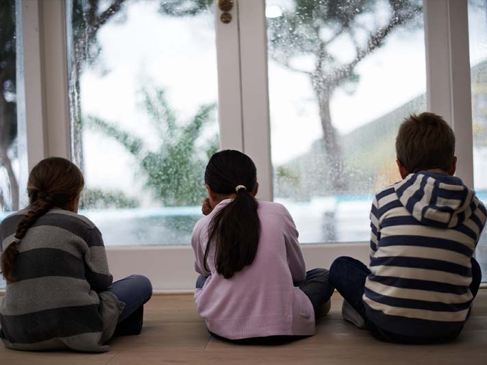 children looking out of the window