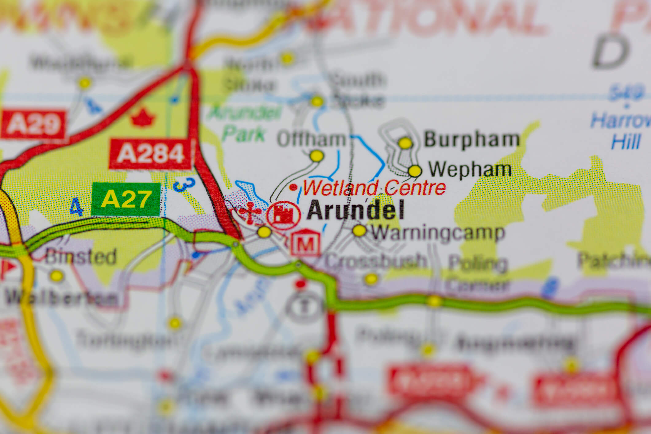 Map Showing a close up of Arundel