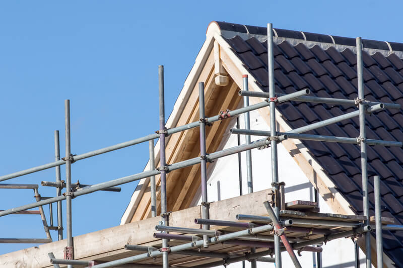 Scaffolding on roof
