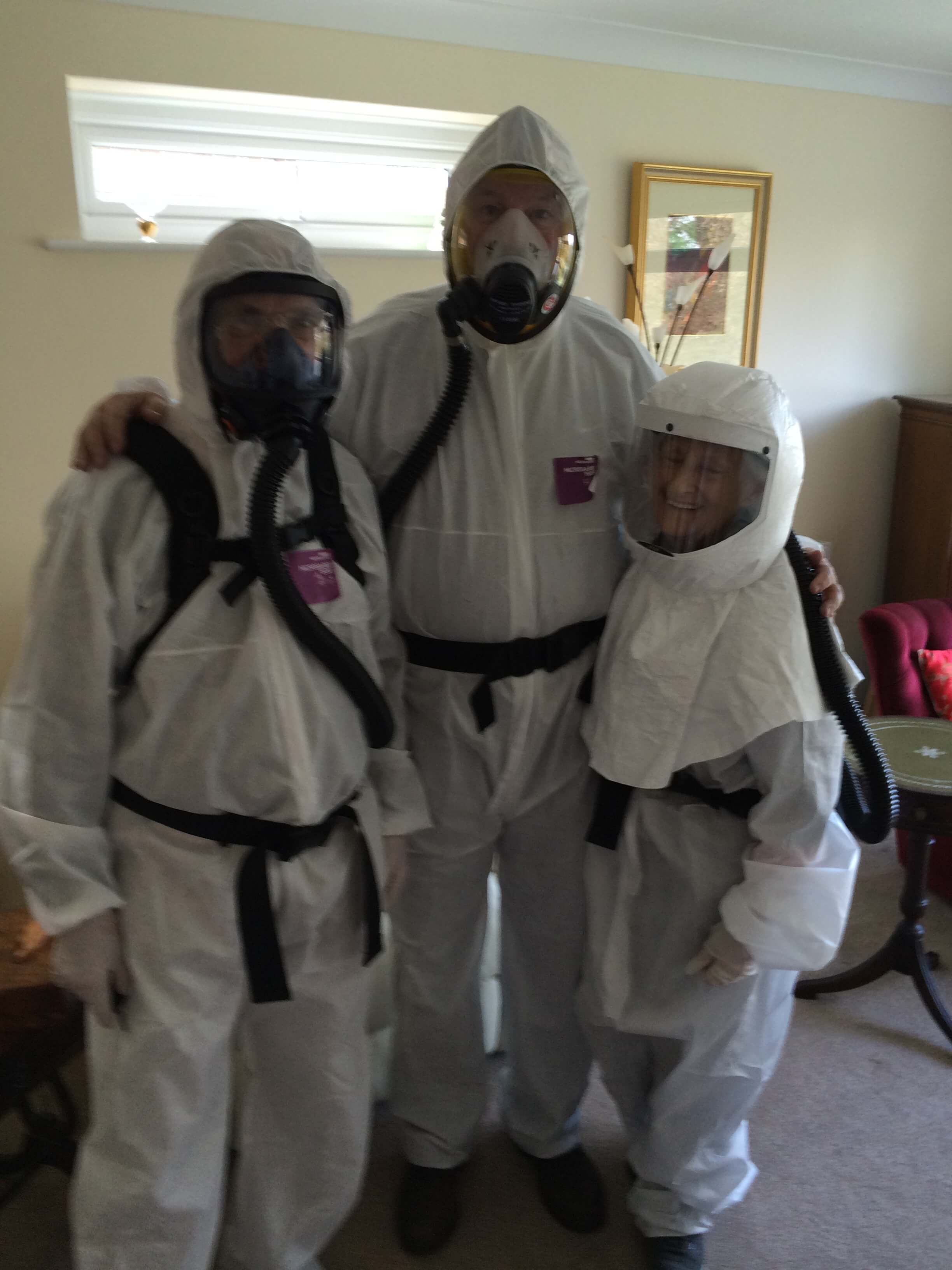 Three of our happy clients, in protective gear