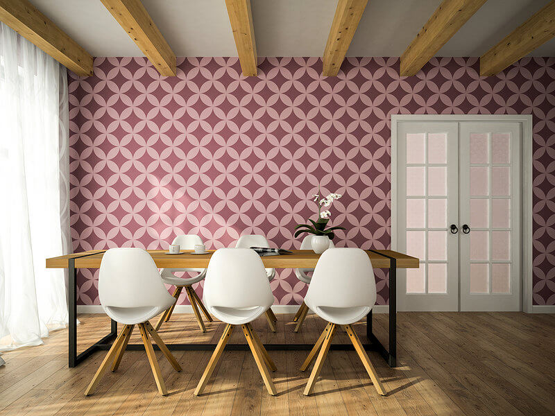 professionally decorated Dining room with new wallpaper