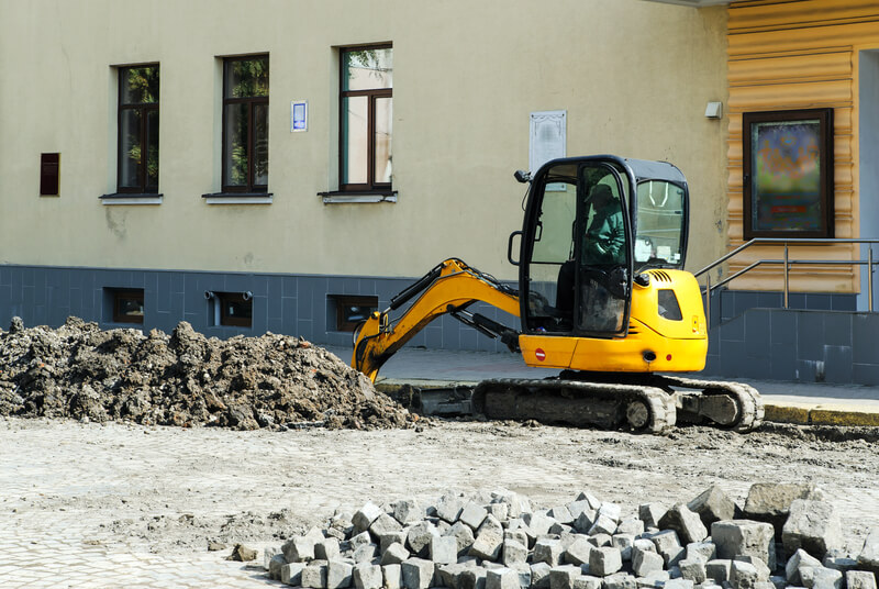 Mini Digger on a Building Site