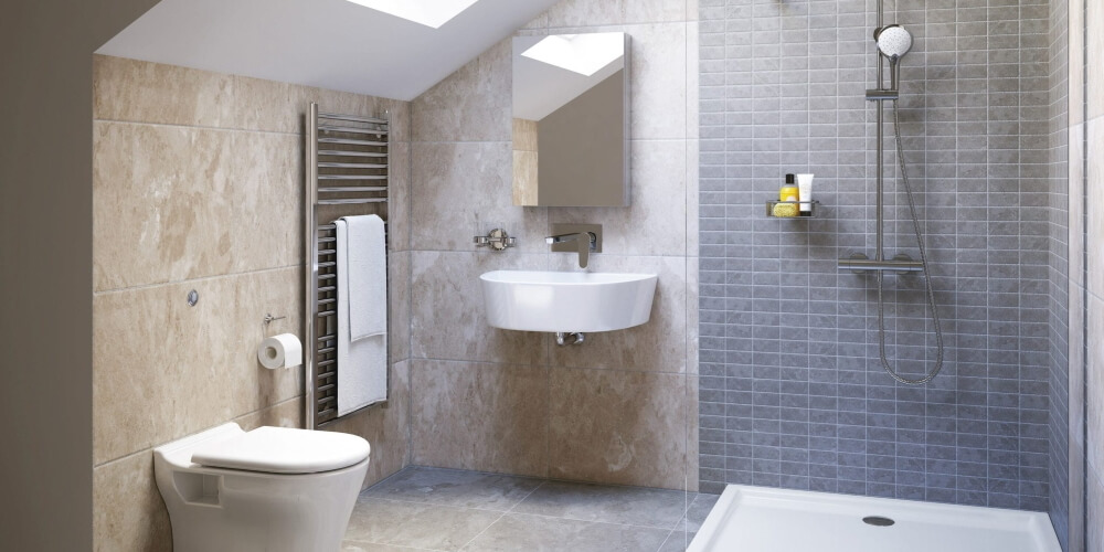Modern wetroom with integrated shower