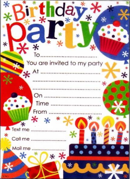 Birthday Party invitation card with balloons on