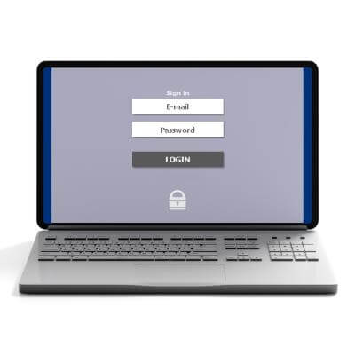 laptop with login screen