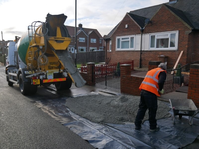 Domestic concrete pouring
