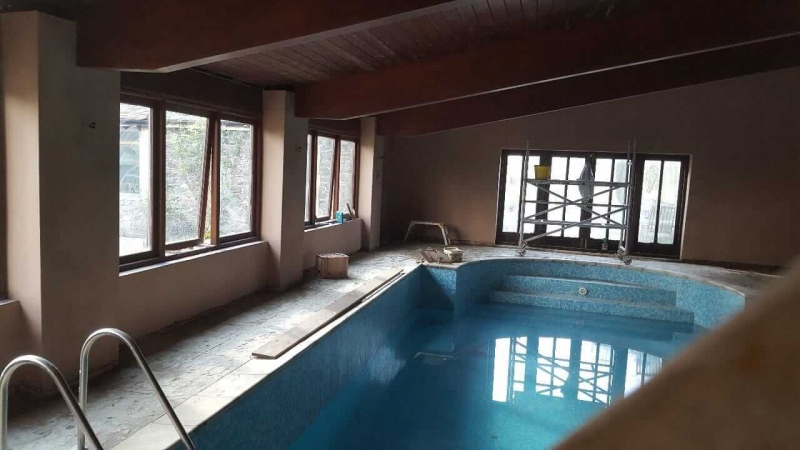 Freshly Plastered Wall in a Swimming Pool Room