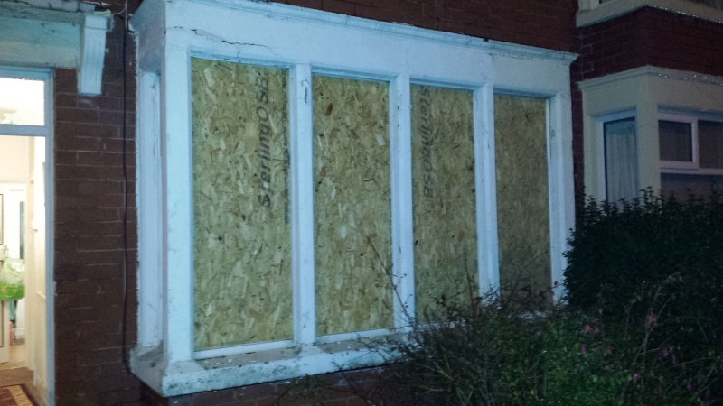 Boarded up windows