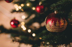 christmas tree with red baubles