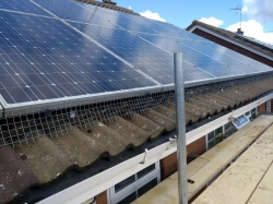 bird proofing mesh installed under solar panels, hertfordshire