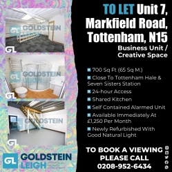 Business Unit / Creative Space TO LET - Markfield Road, N15