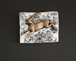 Leaping Hare Silver Wall Plaque