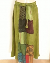 Green Patchwork Skirt, Hippy, Fair Trade