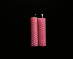 Pink Beeswax Candles, set of 2