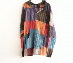 Bright Pinstripe Hooded Shirt, Hippy, Fair Trade