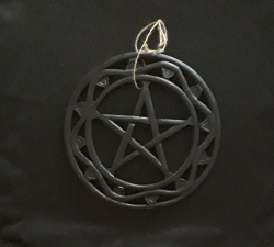 Black Pentacle Wall or Altar Plaque 