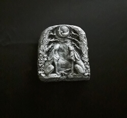 Moon-gazing Hares, Silver Wall Plaque 
