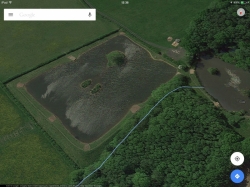 A google earth image of the lake, you can see here how we used every inch of the field to provide as much surface water area possible  