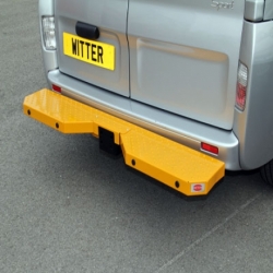Steps fitted onto the back of a van
