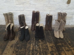 Job Lot Ladies Vintage Winter Sheepskin Boots Leather Suede 9x J1016