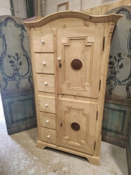Dutch linen / food cupboard with drawers and shaped corners