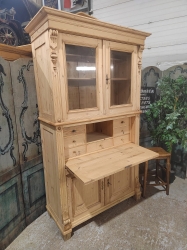 Dutch pine Secretaire with glazed section in the top