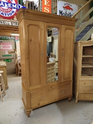 RARE Victorian pine wardrobe with mirrored fixed door SOLD