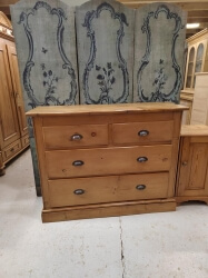 Shallow but wide Victorian pine chest of drawers SOLD