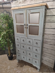 16 drawer glazed apothecary dresser