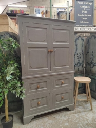 Beautiful painted and distressed grey linen press
