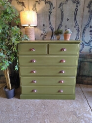 Green painted 2 over 4 chest of drawers