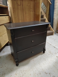 Black Dutch pine painted chest of drawers