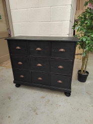 9 drawer black painted chest