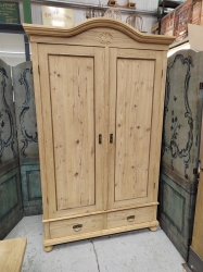 Twin drawer arch top antique Dutch pine wardrobe SOLD