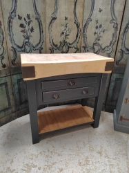 Rare size butchers block with a new pine painted base SOLD