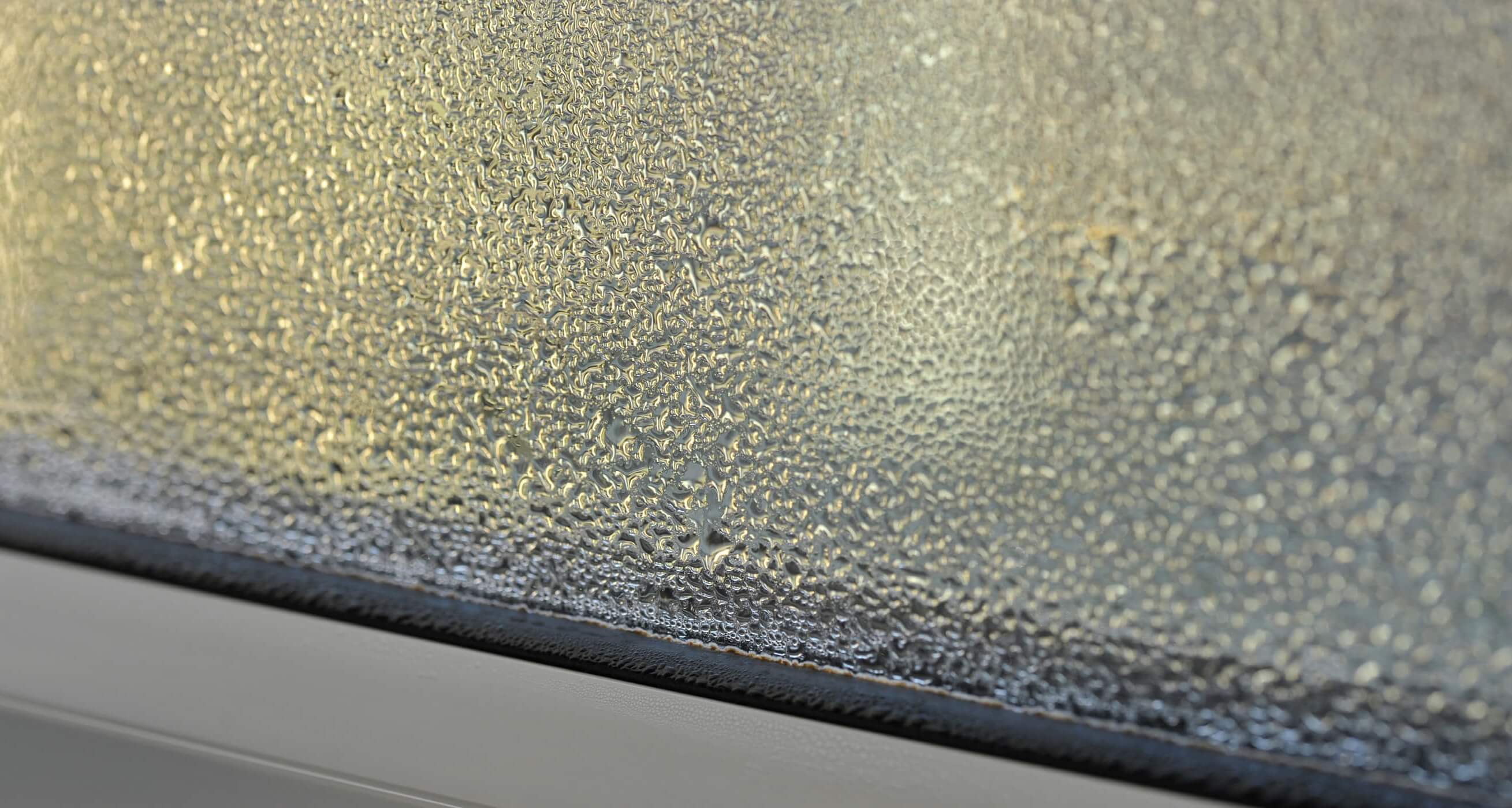 Close up of a misty and foggy double glazed window