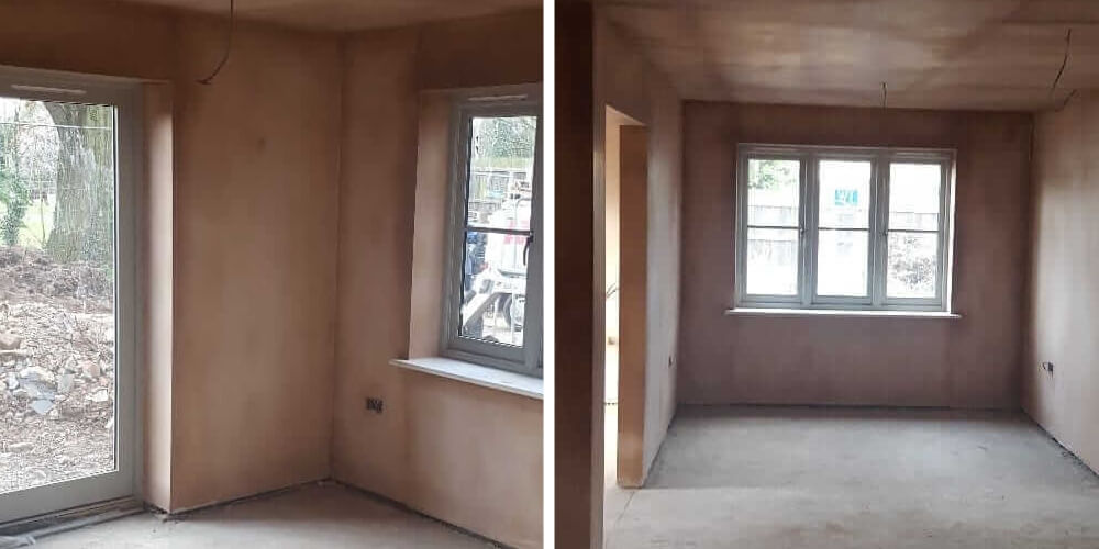 Before and After Freshly Plastered Swimming Pool Room Wall
