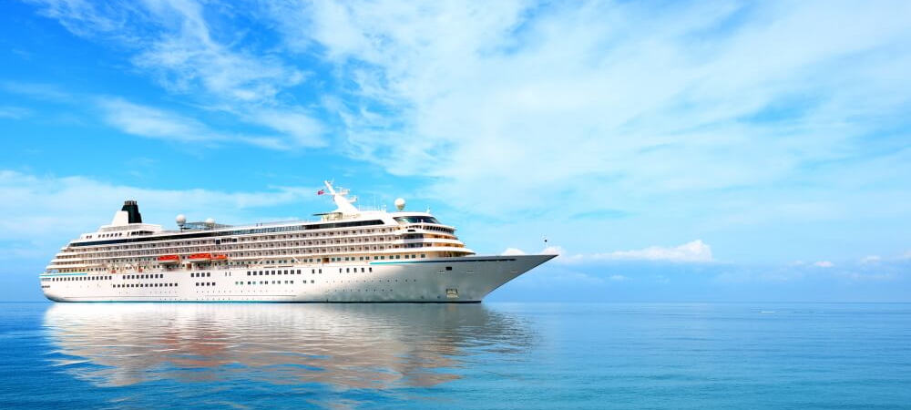 Cruise liner on blue sea